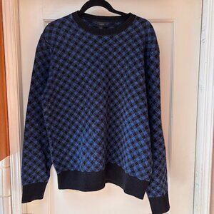 J.Crew Lambswool Diamond Check Sweater Deep Blue/Black Mens Extra Large NWT
